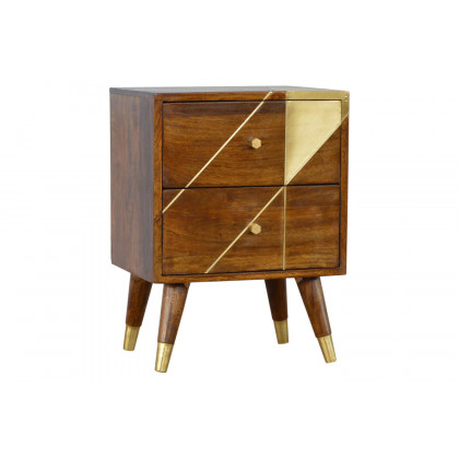 Artisan - Gold Geometric Bedside in Chestnut