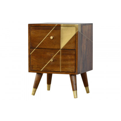 Artisan - Gold Geometric Bedside in Chestnut