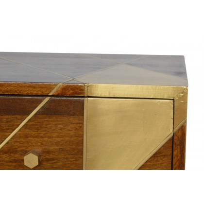Artisan - Gold Geometric Bedside in Chestnut