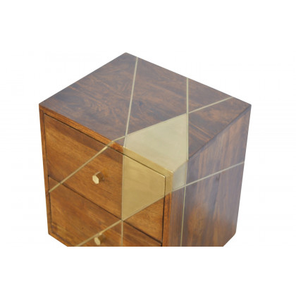 Artisan - Gold Geometric Bedside in Chestnut