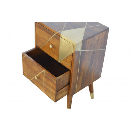 Artisan - Gold Geometric Bedside in Chestnut