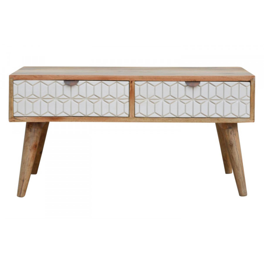Artisan - Carved Coffee Table in Sleek White