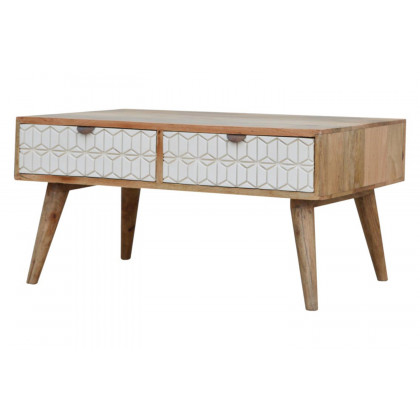 Artisan - Carved Coffee Table in Sleek White