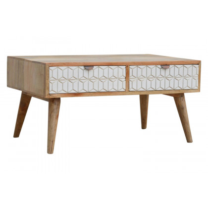 Artisan - Carved Coffee Table in Sleek White