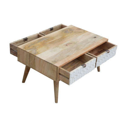 Artisan - Carved Coffee Table in Sleek White