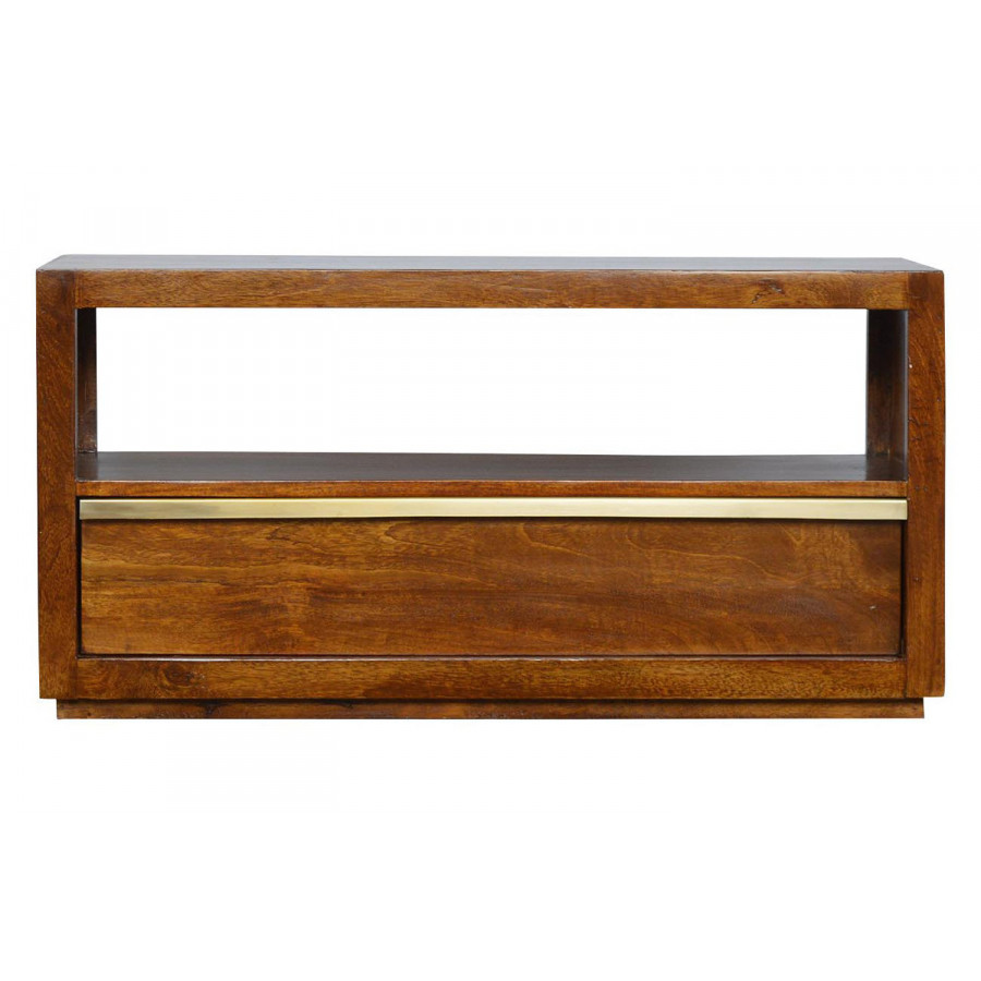 Artisan - Media Unit with Gold Bar in Chestnut