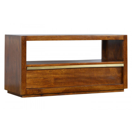 Artisan - Media Unit with Gold Bar in Chestnut