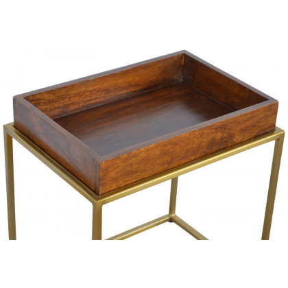 Artisan - Butler Tray Table with Gold Base in Chestnut