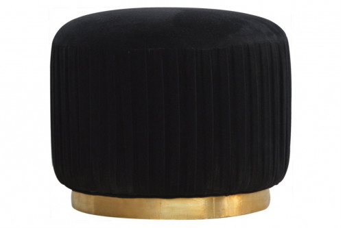 Artisan™ Footstool with Base - Cotton Velvet, Black, Gold