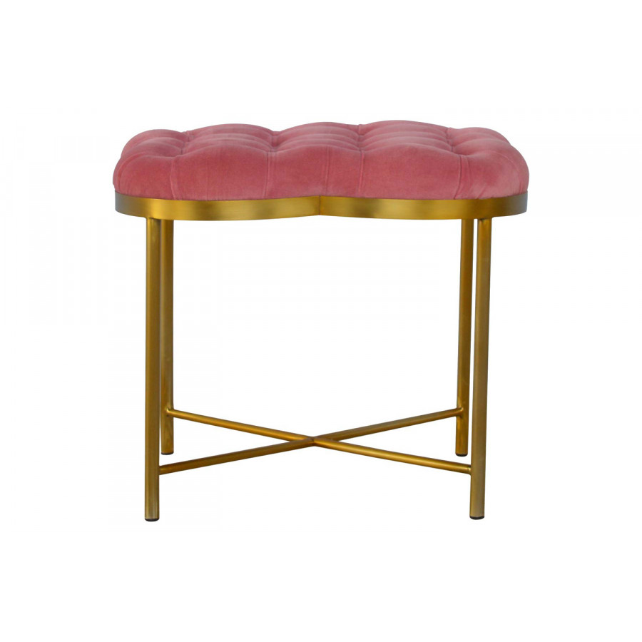 Artisan Deep Button Velvet Footstool - Pink