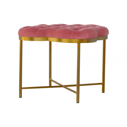 Artisan Deep Button Velvet Footstool - Pink