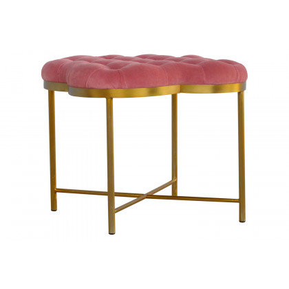 Artisan Deep Button Velvet Footstool - Pink