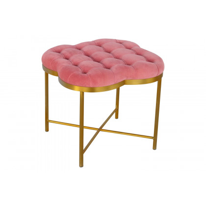 Artisan Deep Button Velvet Footstool - Pink