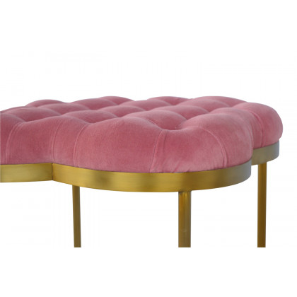 Artisan Deep Button Velvet Footstool - Pink