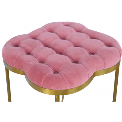 Artisan Deep Button Velvet Footstool - Pink