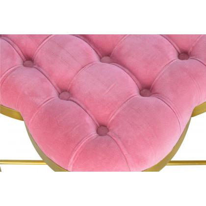 Artisan Deep Button Velvet Footstool - Pink