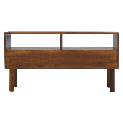 Artisan - Solid Wood Media Unit with 2 Open Slots and 2 Oak Wood Front Drawers