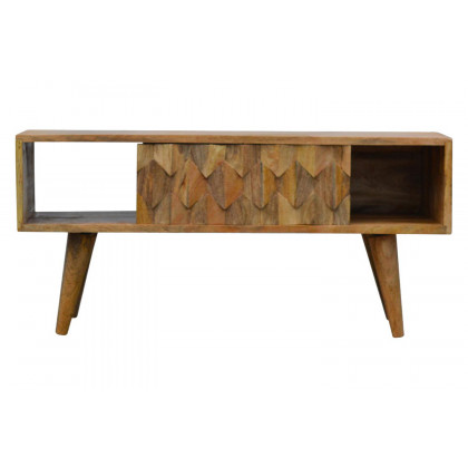 Artisan - Pineapple Carved Media Unit in Oak-ish