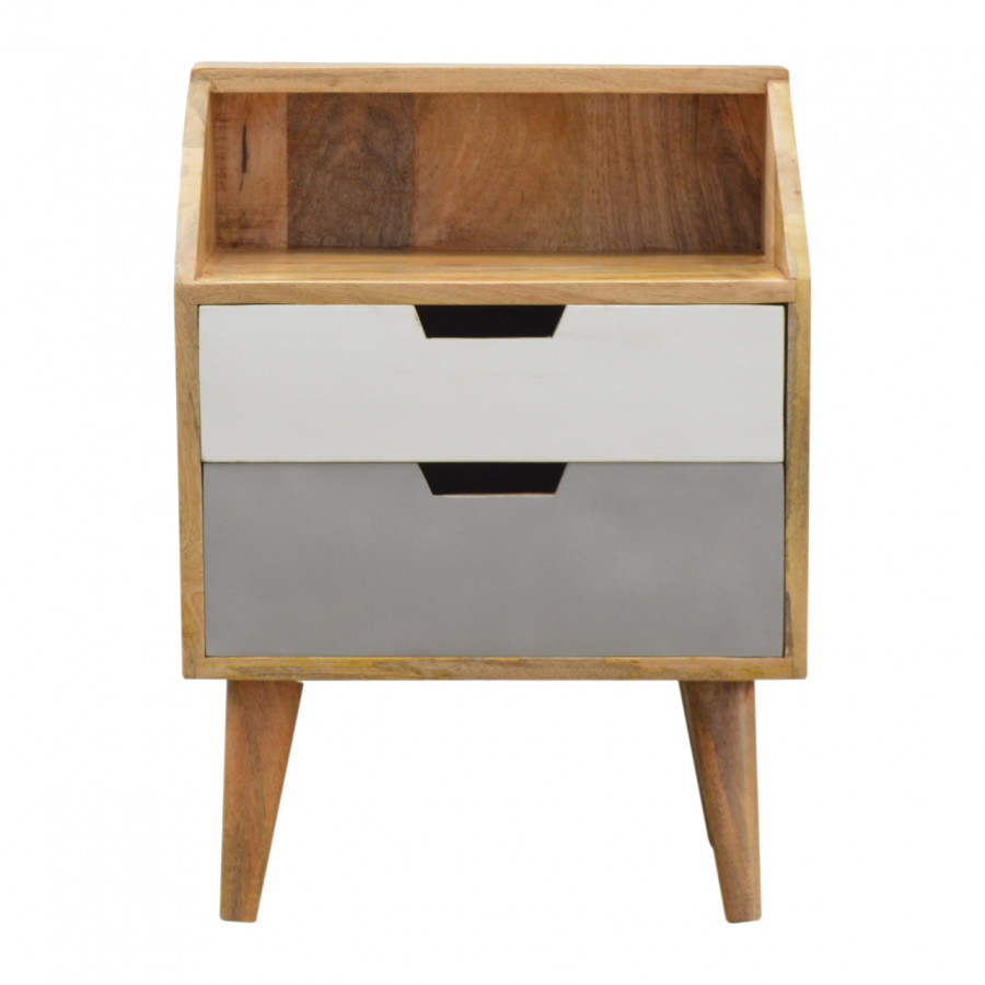 Artisan - Raised Nightstand Table in White/Gray