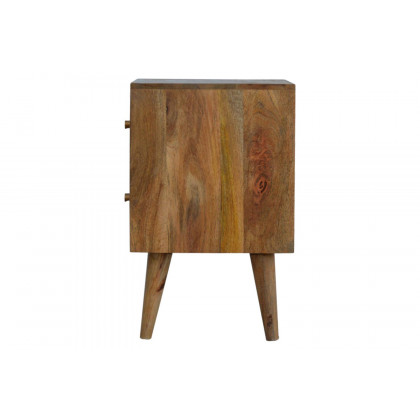 Artisan Cube Carved Bedside with 2 Drawers - Oak-ish