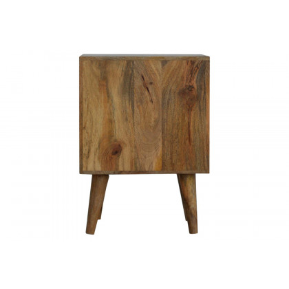 Artisan Cube Carved Bedside with 2 Drawers - Oak-ish