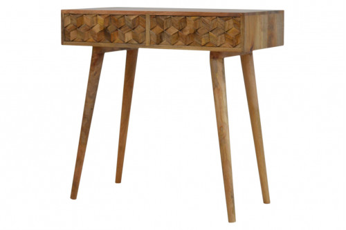 Artisan™ Cube Carved Console Table - Oak-ish