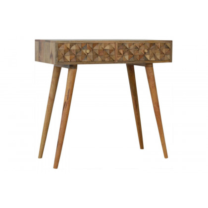 Artisan Diamond Carved Console Table - Oak-ish