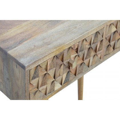 Artisan Diamond Carved Console Table - Oak-ish