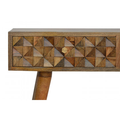 Artisan Diamond Carved Console Table - Oak-ish
