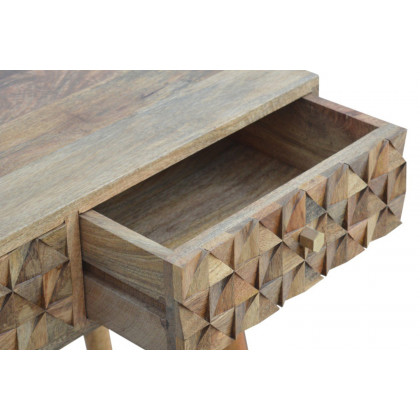 Artisan Diamond Carved Console Table - Oak-ish