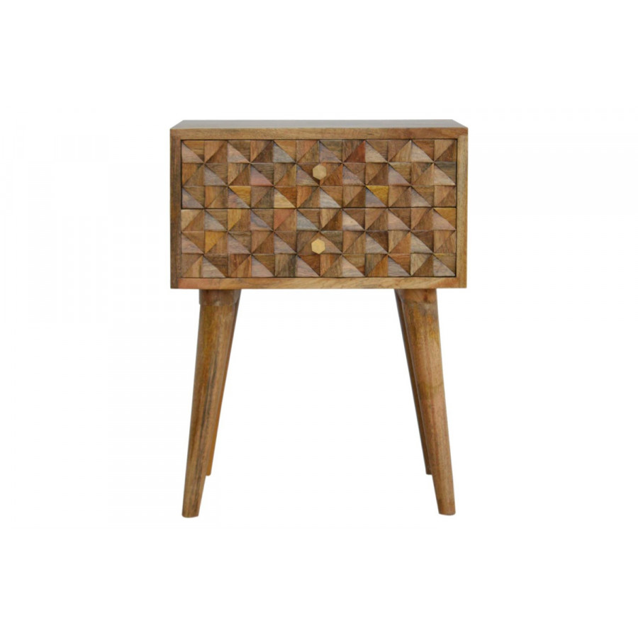 Artisan - Diamond Carved Bedside with 2 Drawers