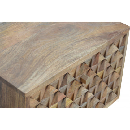 Artisan Diamond Carved Bedside with 2 Drawers - Oak-ish