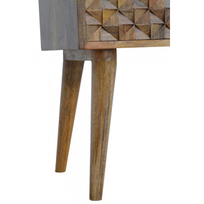 Artisan Diamond Carved Bedside with 2 Drawers - Oak-ish
