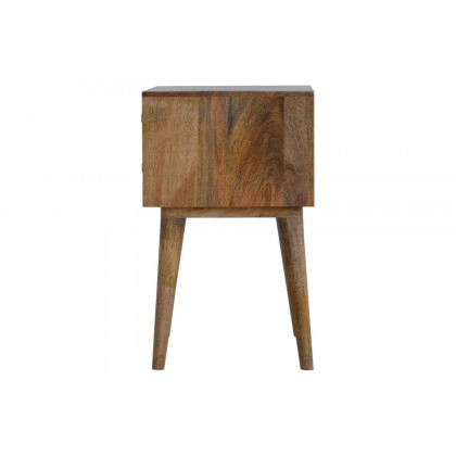 Artisan Diamond Carved Bedside with 2 Drawers - Oak-ish