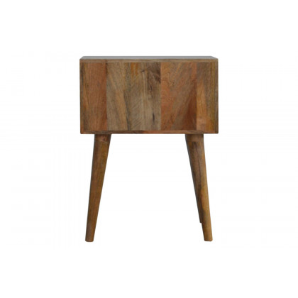 Artisan Diamond Carved Bedside with 2 Drawers - Oak-ish