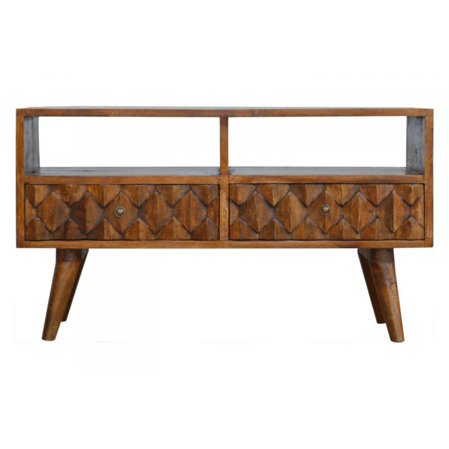 Artisan - Pineapple Carved Media Unit in Chestnut