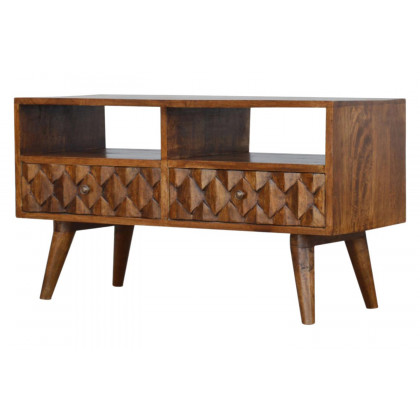 Artisan - Pineapple Carved Media Unit in Chestnut