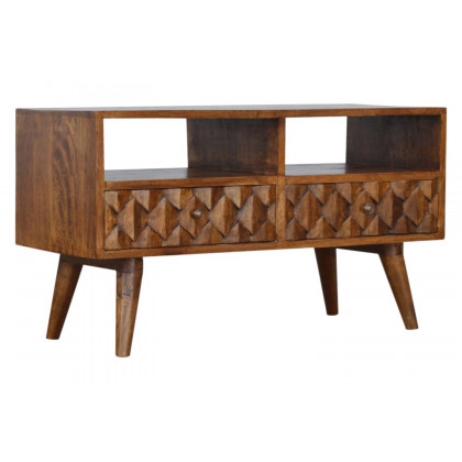 Artisan - Pineapple Carved Media Unit in Chestnut