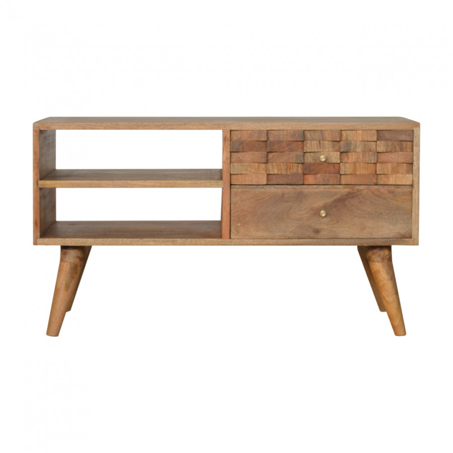 Artisan - Tile Carved TV Unit in Oak-Ish