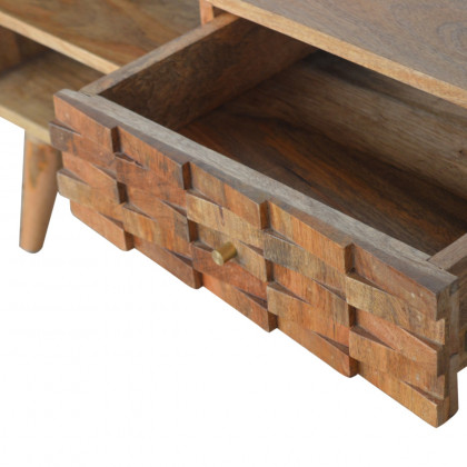 Artisan - Tile Carved TV Unit in Oak-Ish
