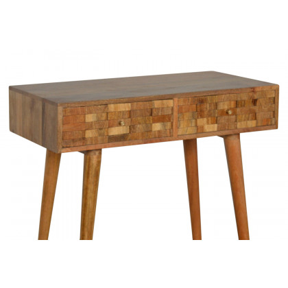 Artisan Tile Carved Console Table - Oak-ish