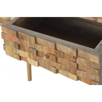 Artisan Tile Carved Console Table - Oak-ish
