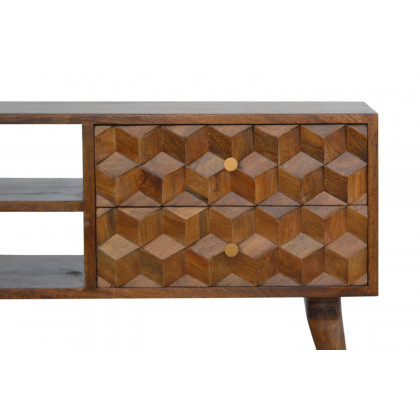 Artisan Cube Carved Media Unit - Chestnut