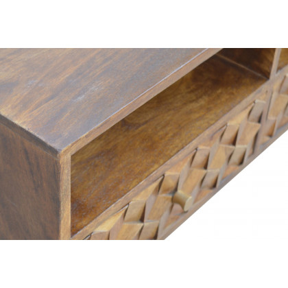 Artisan - Cube Carved TV Unit in Chestnut