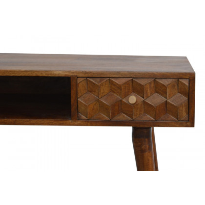 Artisan Cube Carved Writing Desk - Chestnut