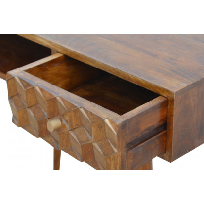 Artisan Cube Carved Writing Desk - Chestnut