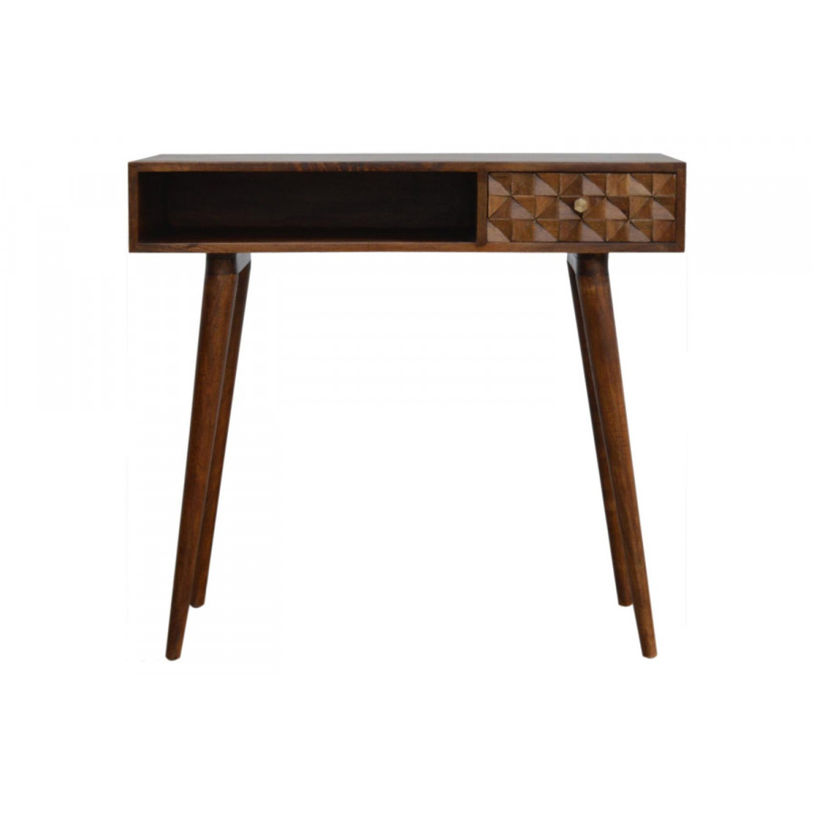 Artisan Diamond Carved Writing Desk - Chestnut