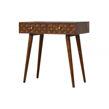 Artisan Diamond Carved Console Table - Chestnut