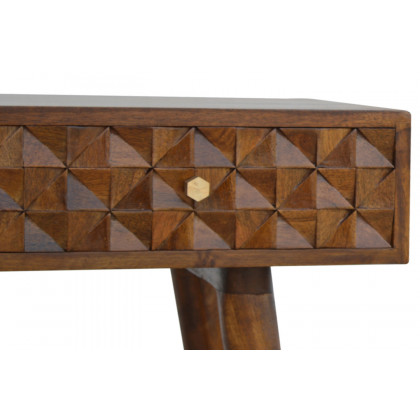 Artisan Diamond Carved Console Table - Chestnut