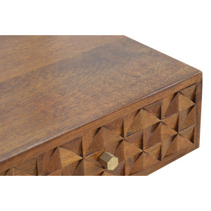 Artisan Diamond Carved Console Table - Chestnut